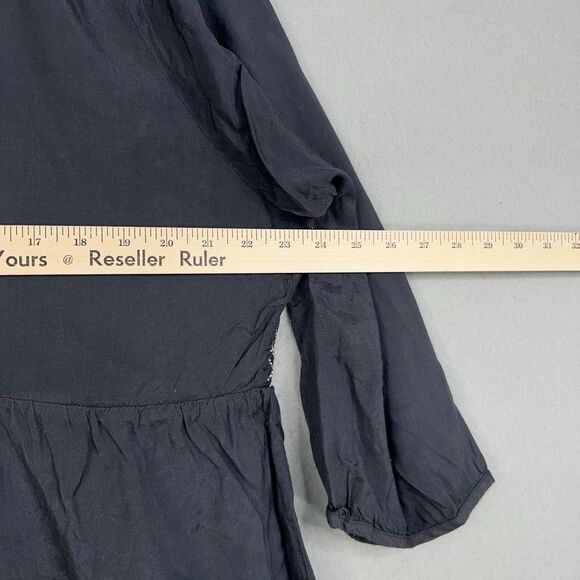 Boden Blouse Womens 18 Blue Embroidered Boho Peasant Tunic Top Smocked Coastal - Picture 10 of 12